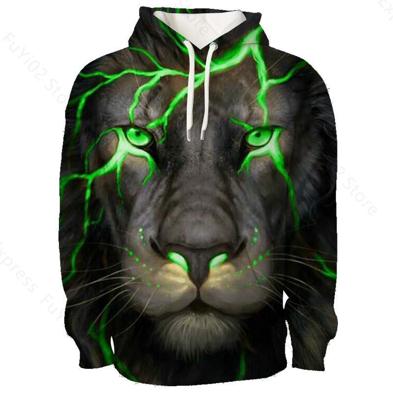 Animal 3d Wolf Pattern Hoodie Men And Women Sports Casual Wear