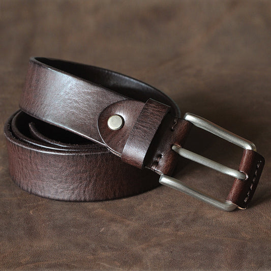 First Layer Cowhide Handmade Belt Men's Pin Buckle Belt 