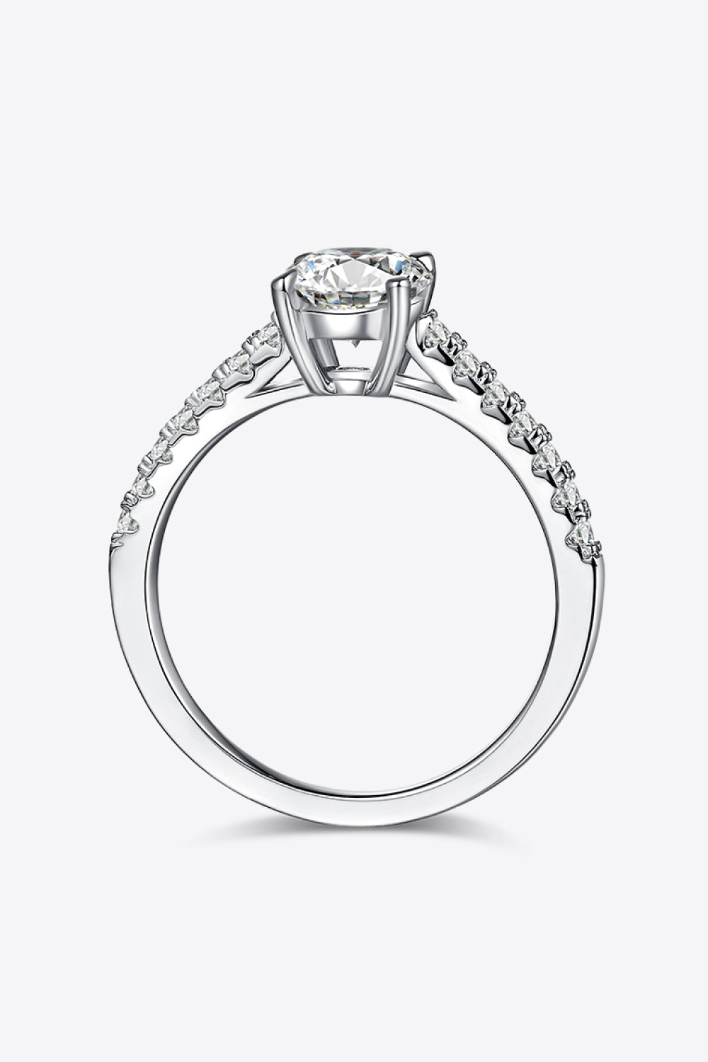 1 Carat Moissanite 925 Sterling Silver Side Stone Ring 