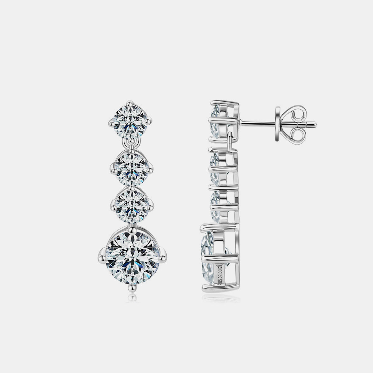 4 Carat Moissanite 925 Sterling Silver Earrings 