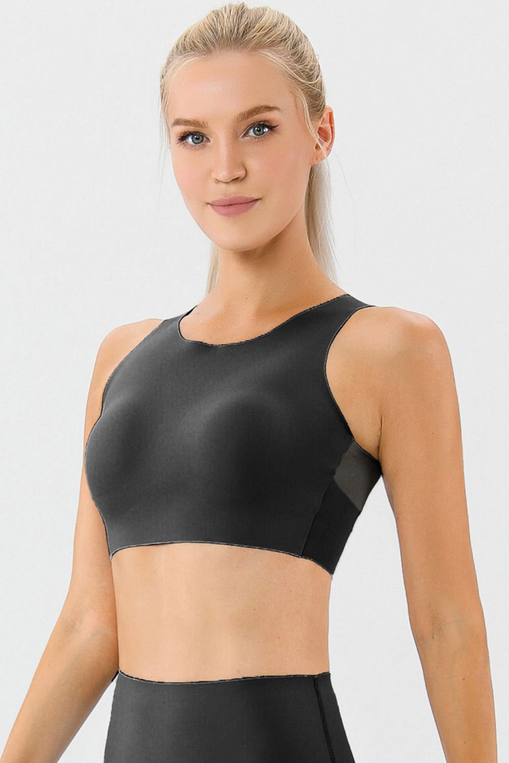 Round Neck Wide Strap Active Bra 