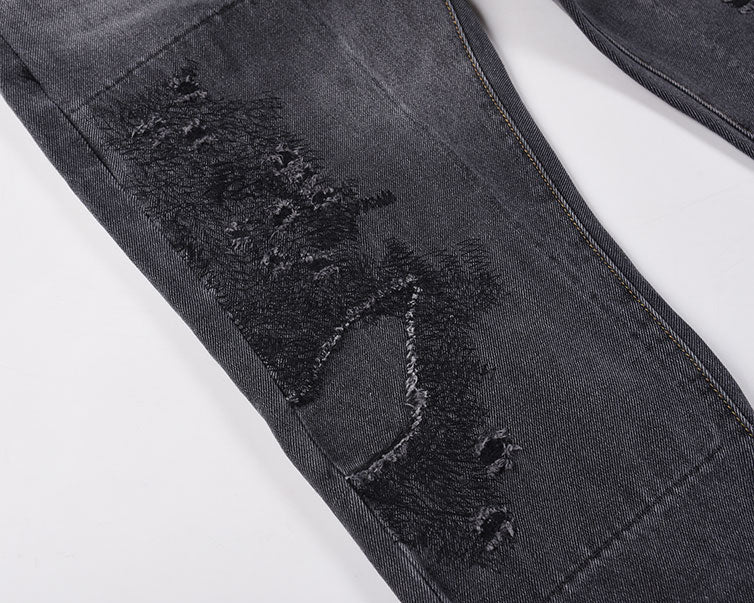 Trendy Splash-ink Stitching Washed Jeans