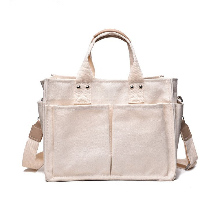 Women's multi-pocket all-match canvas bag 