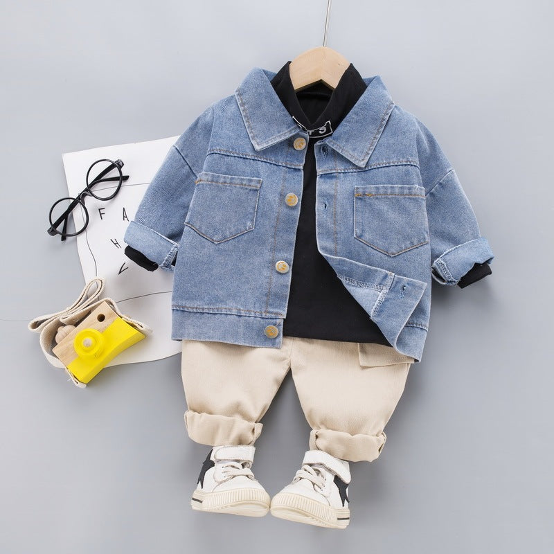 Three-piece baby denim jacket