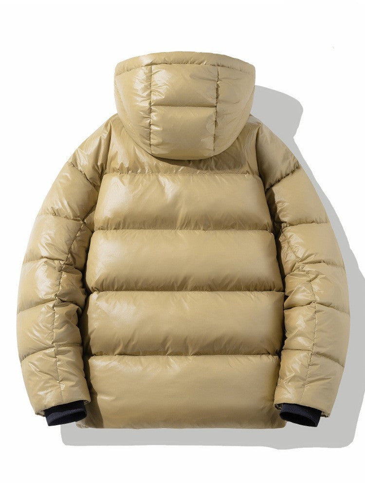 Short Glossy Down Jacket Thick White Duck Down 