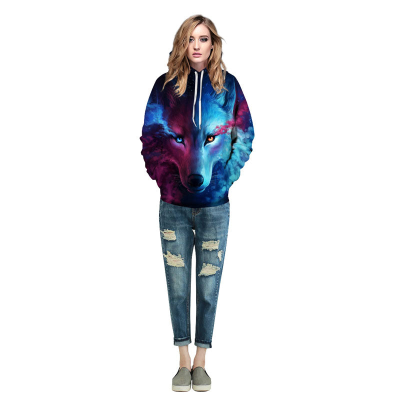 Mr 1991INC Space Galaxy Sweatshirts Men women Tracksuits Tops Print Galaxy Wolf