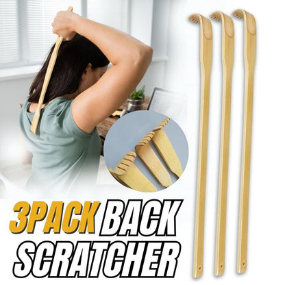 3 PCS Natural Bamboo Back Scratcher Long Reach Pick Itch Relief Tool Portable US