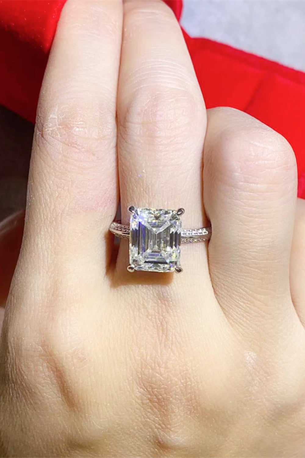 5 Carat Moissanite Platinum-Plated Ring 