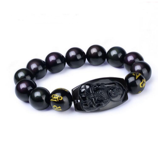 Opening obsidian agate zodiac natal Buddha 12 Zodiac six-word mantra Eight guardian god couple bracelet