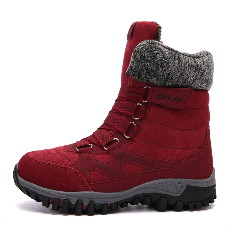 Autumn and winter outdoor snow boots female ski boots Travel boots hiking shoes in the tube warm and velvet cotton shoes