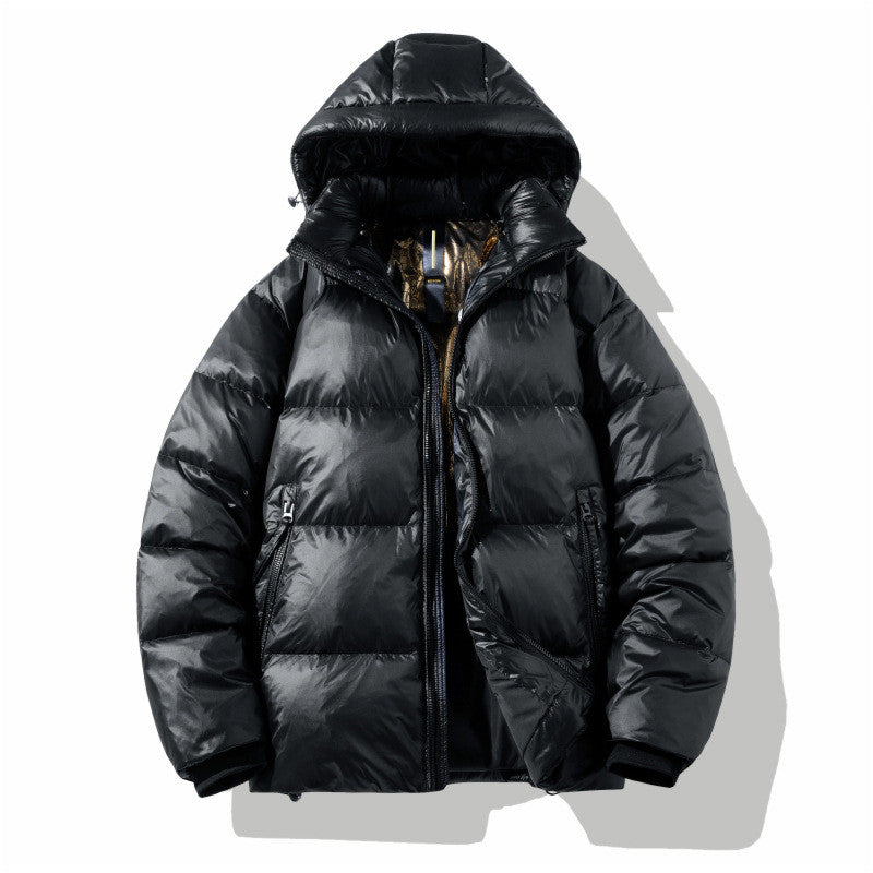 Short Glossy Down Jacket Thick White Duck Down 