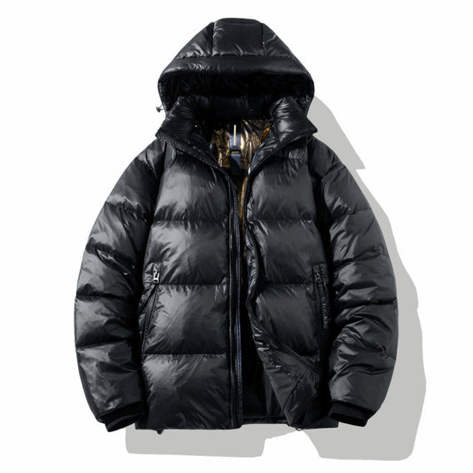 Short Glossy Down Jacket Thick White Duck Down 