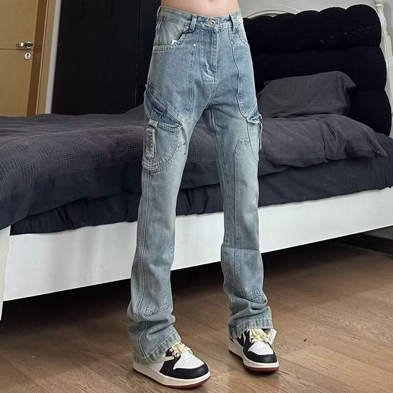 American Retro Style Workwear Logging Pants Men