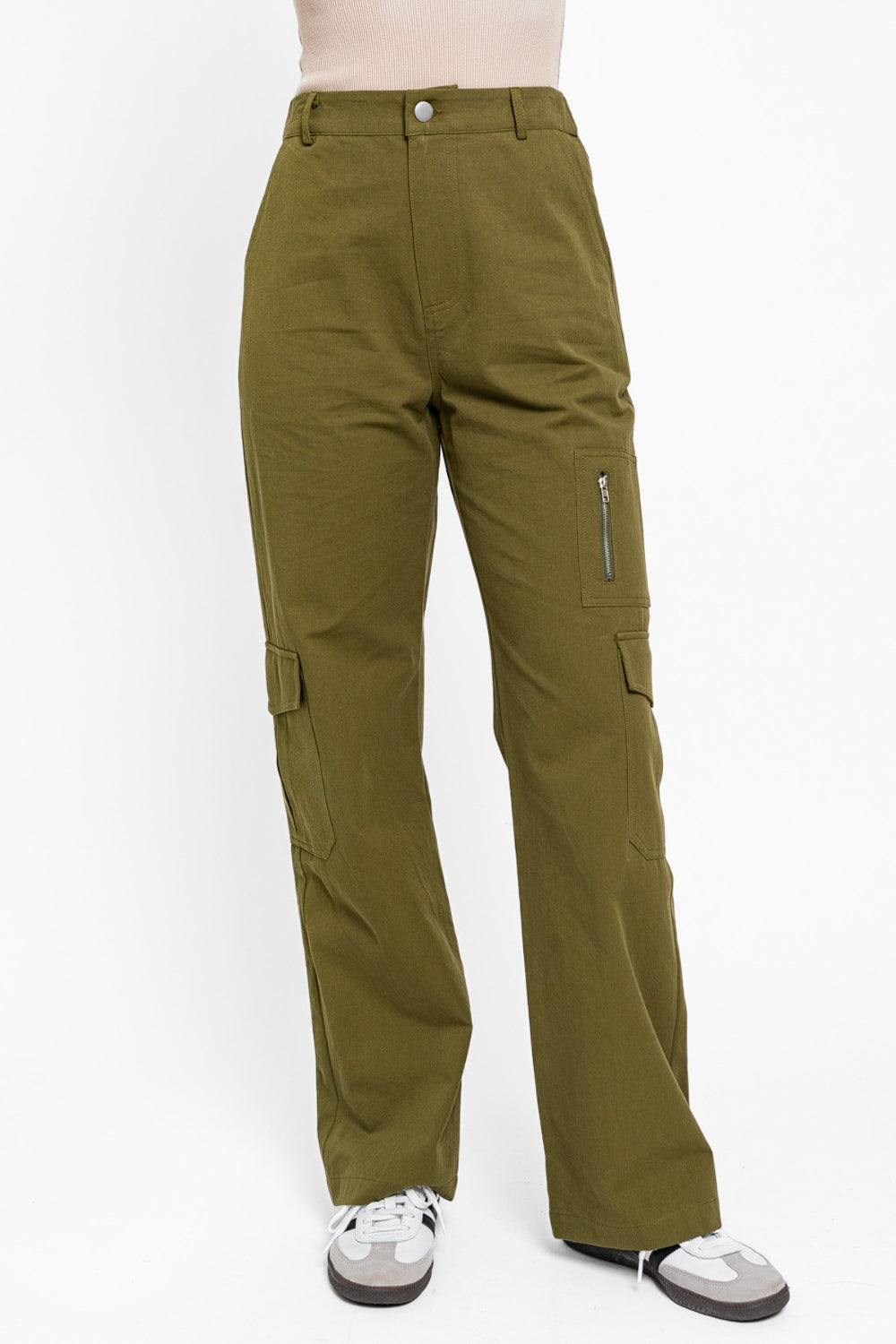 Tasha Apparel High Waisted Wide Leg Cargo Pants with Pockets - Babbazon New Products