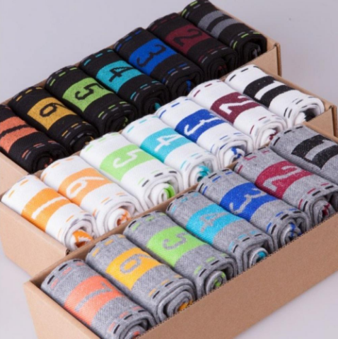 Seven days creative digital cotton socks sports socks lazy week couples socks 