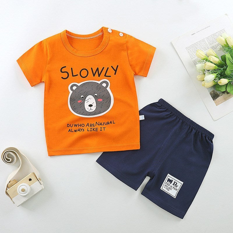 Children's cotton short sleeve suit