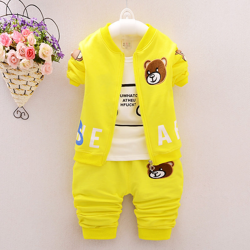 Boy's new clothes cartoon bear three-piece suit