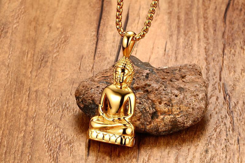 Stainless steel Buddha pendant necklace