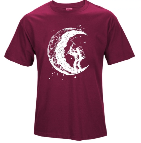 Digging The Moon Print Casual Mens O-neck T Shirts Fashion Men's Tops Men T-shirt Short Sleeve Men Tshirt 