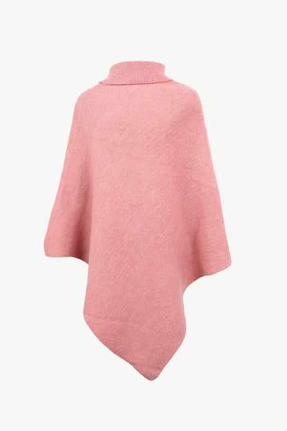 Turtleneck Buttoned Poncho 