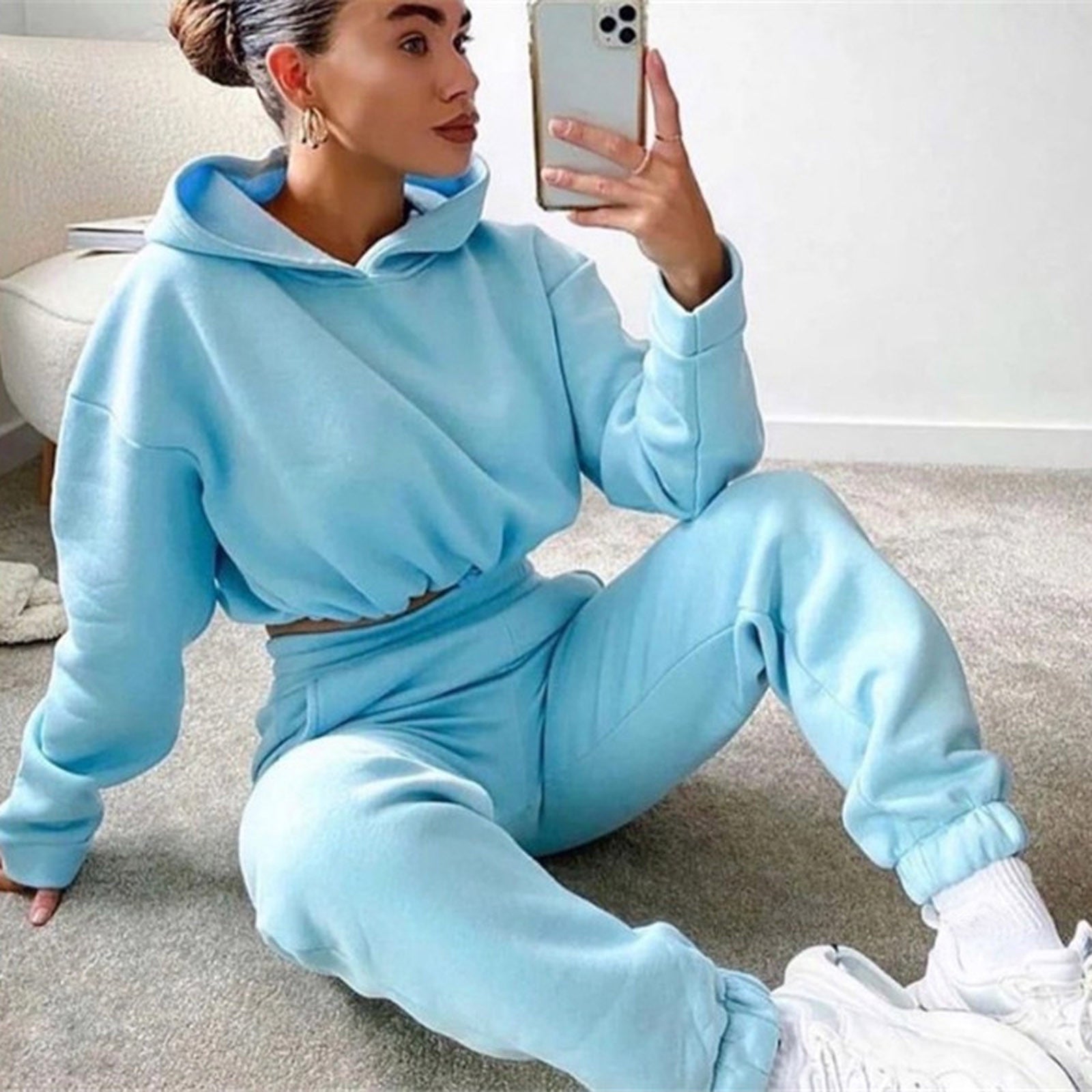 Jogging Suits For Women 2 Piece Sweatsuits Tracksuits Sexy Long Sleeve HoodieCasual Fitness Sportswear 