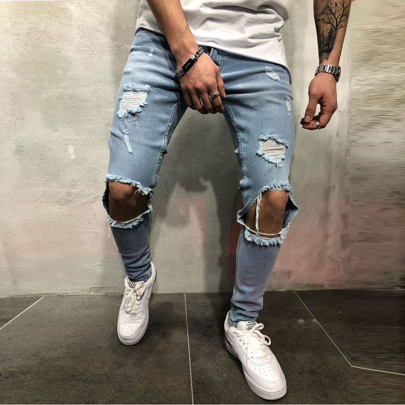 Men's ripped stretch jeans