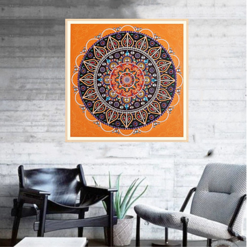 Orange Mandala Special Shape  Diamond Painting