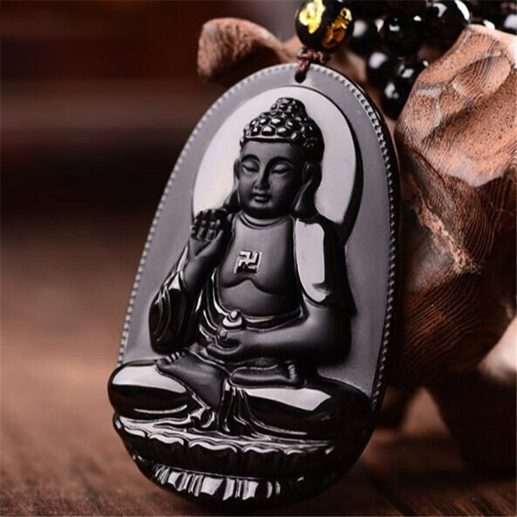 Obsidian Buddha Pendant