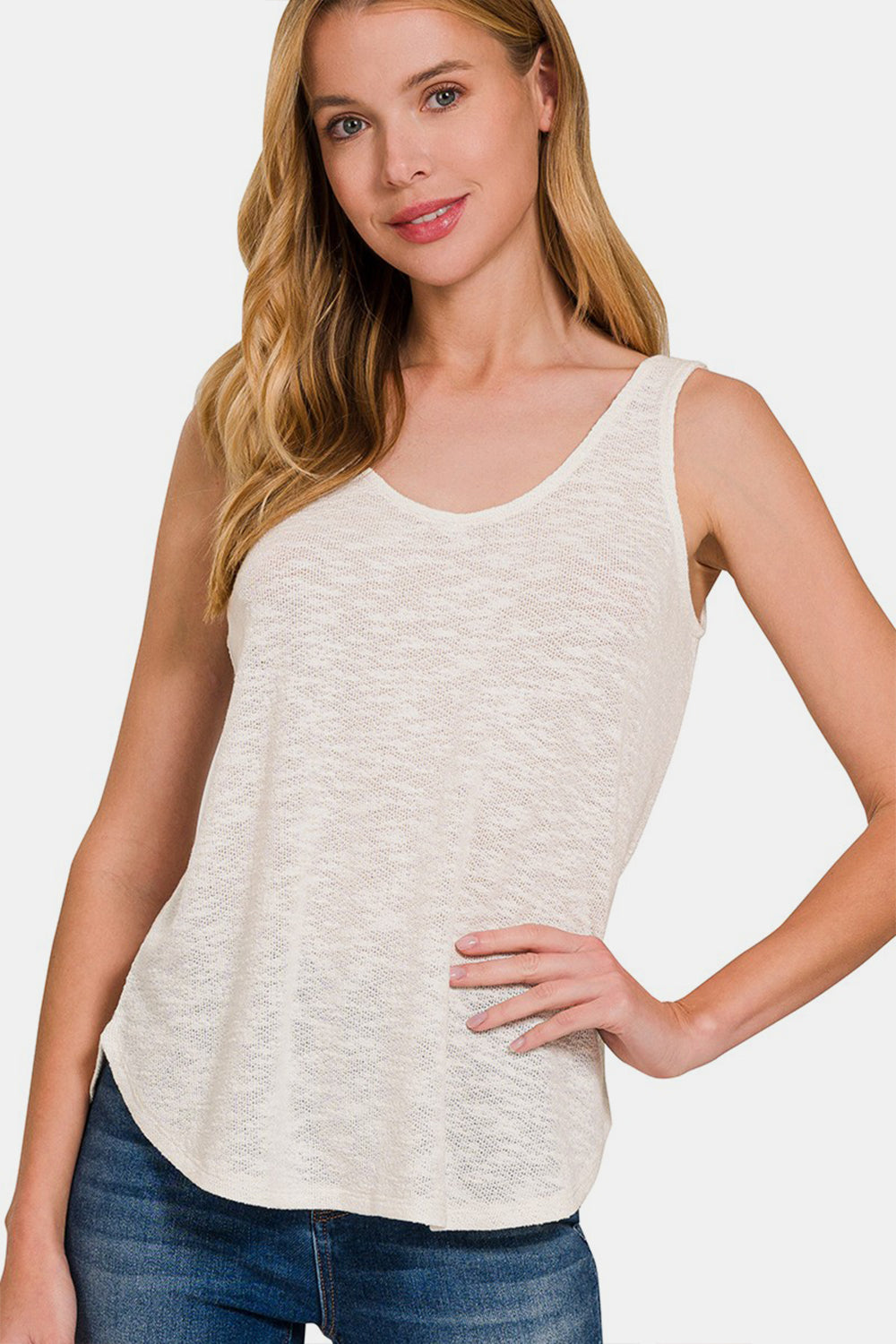 Zenana Curved Hem Round Neck Tank