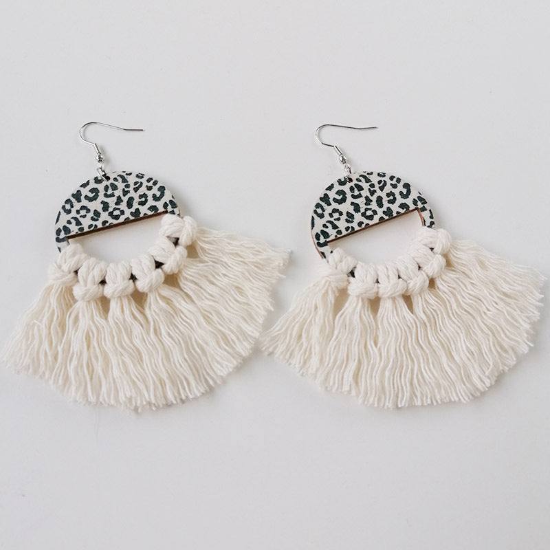 Tassel Detail Leopard Drop Earrings 