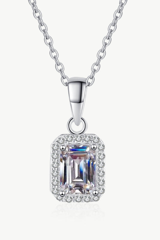 Square Moissanite Pendant Chain Necklace 