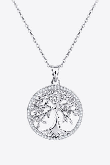 Adored 925 Sterling Silver Moissanite Tree Pendant Necklace 