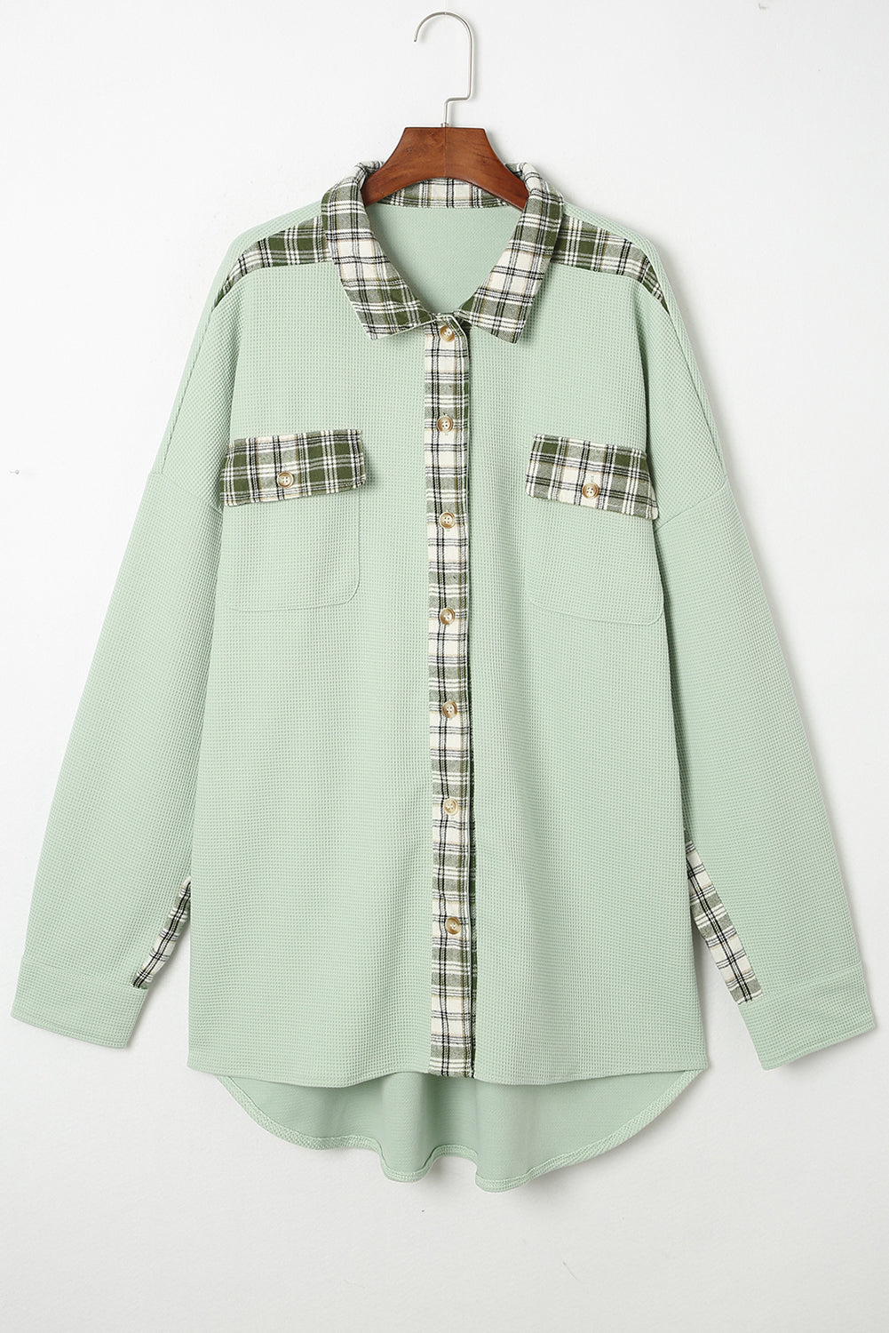 Plaid Button Down Collared Jacket - Babbazon Jacket