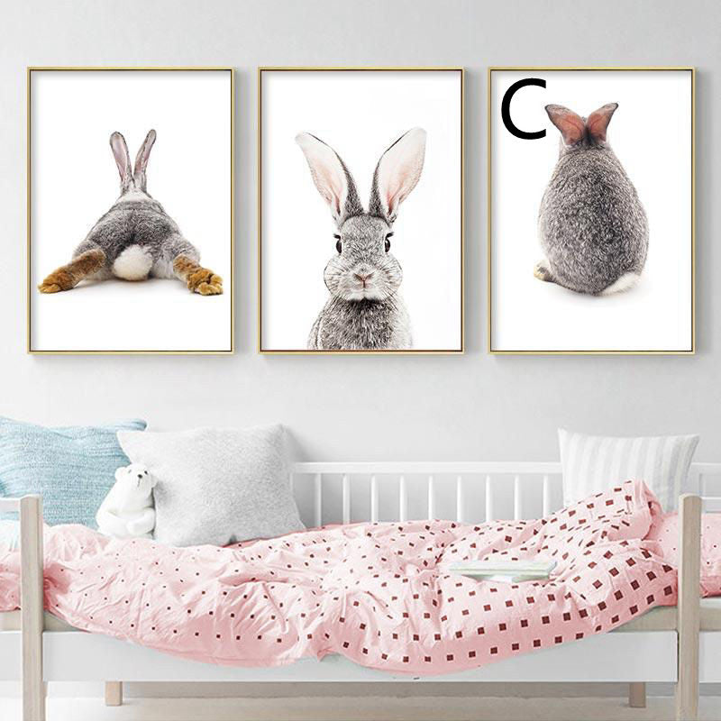 Home Fashion Simple Rabbit Print Canvas Painting