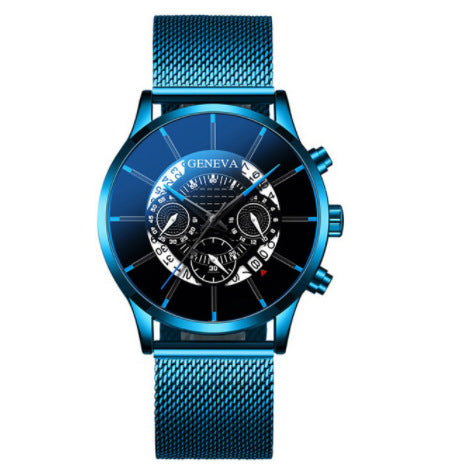 Men's Quartz Watch With Non-Mechanical Alloy Steel Band Calendar