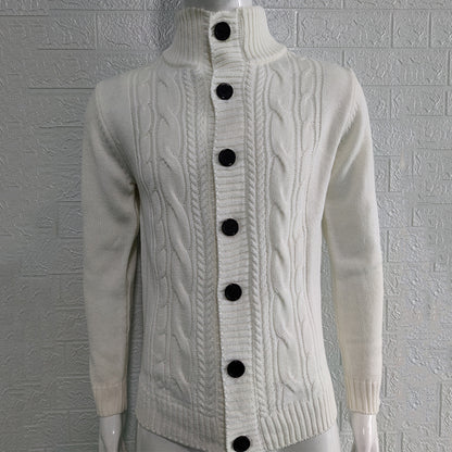 Men's Stand Collar Sweater Knit Button Cardigan Tops Men's Clothing