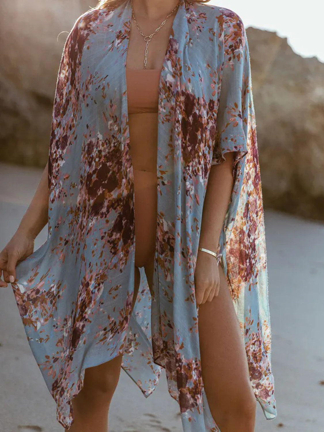 Printed Open Front Cover-Up - Babbazon new