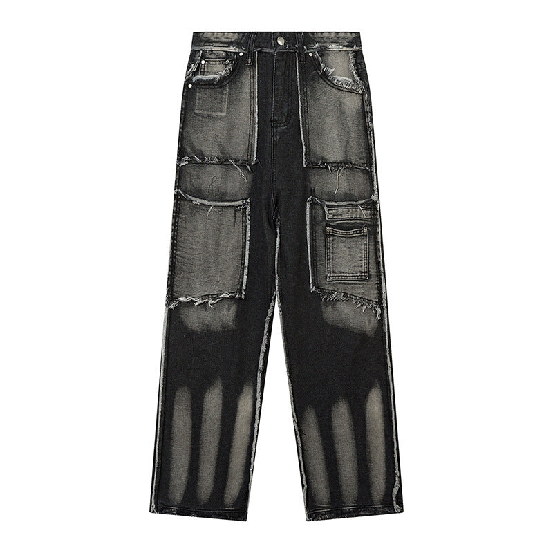 Men's Punk Trendy Frayed Stitching Jeans