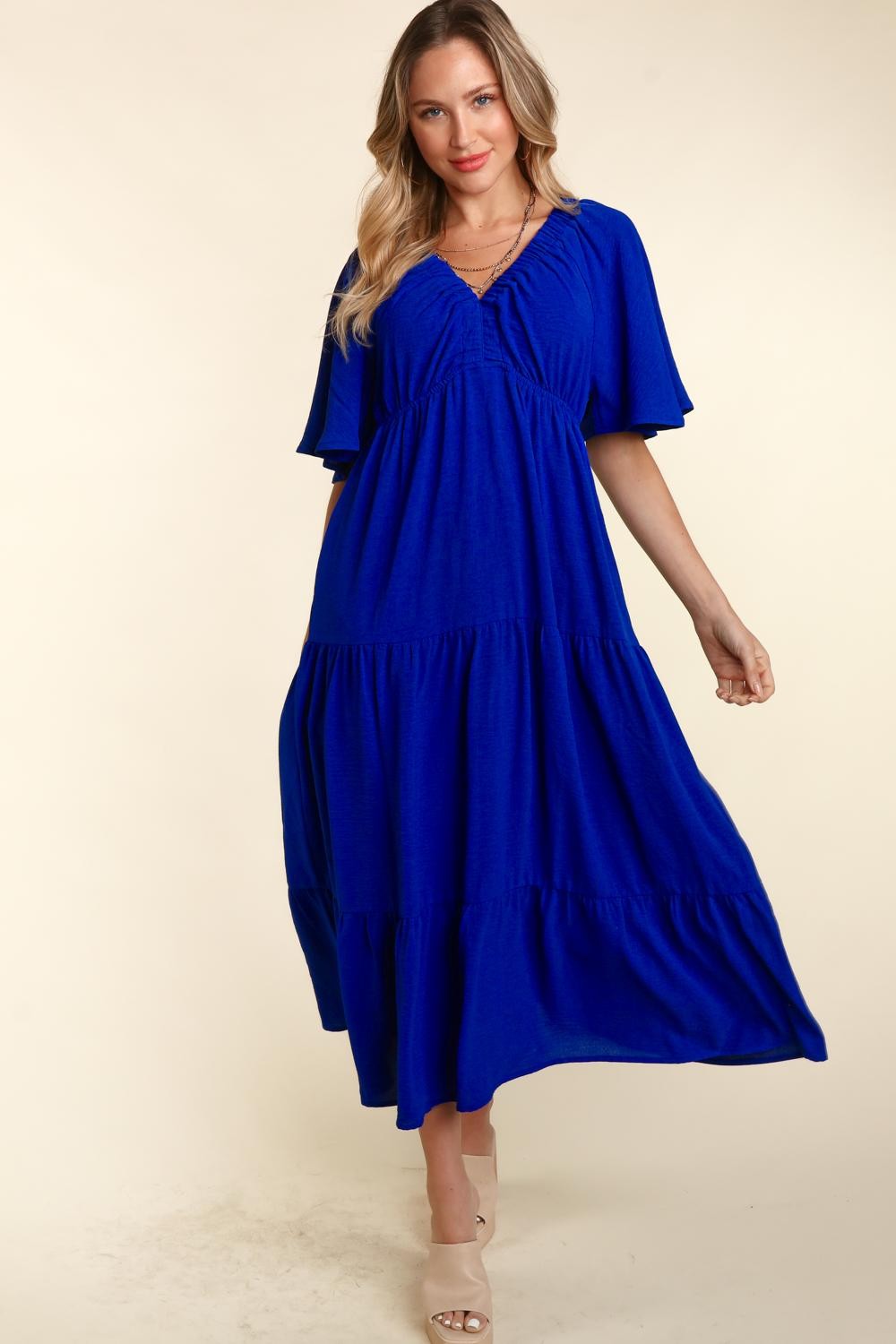 Haptics Tiered Babydoll Maxi Dress with Side Pocket