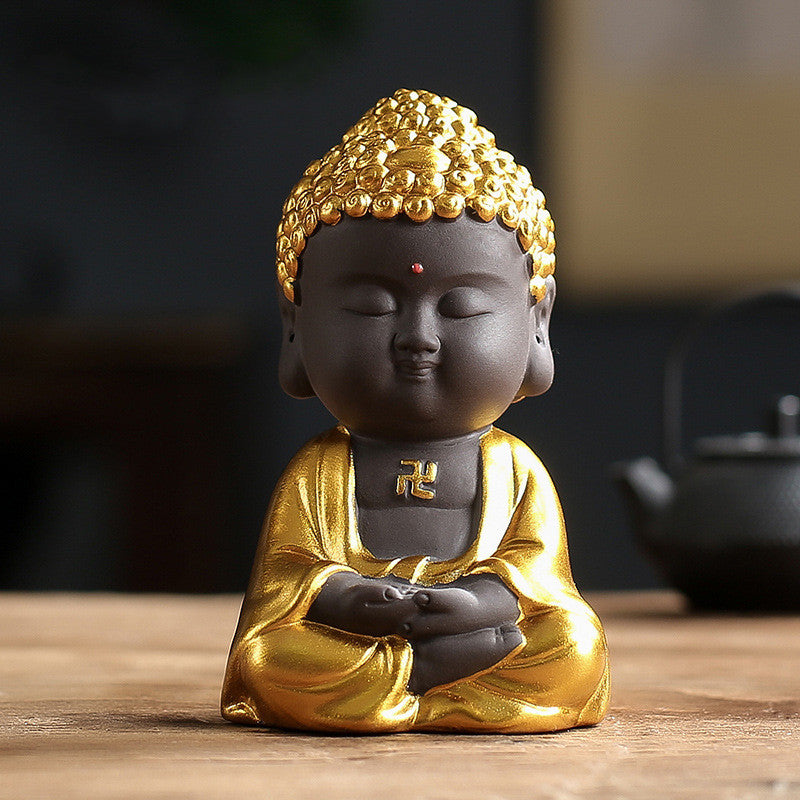 New Zisha Small Tathagata Buddha Statue Zen Car Ornament