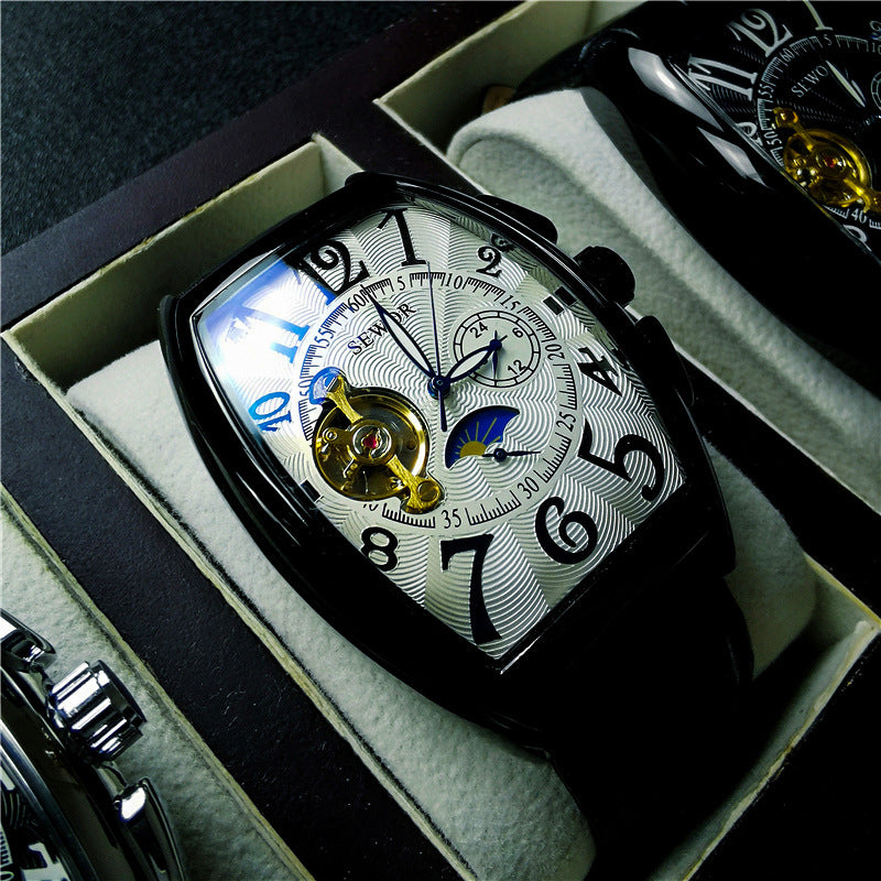 Barrel Tourbillon Automatic Mechanical Watch Men's Waterproof Luminous