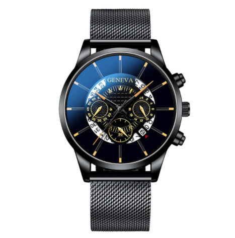 Men's Quartz Watch With Non-Mechanical Alloy Steel Band Calendar