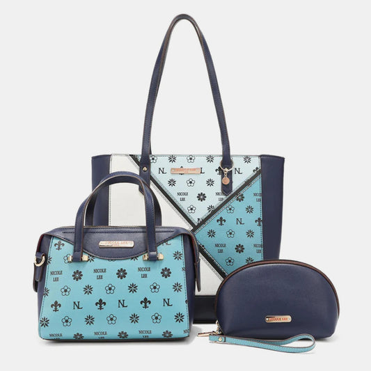 Nicole Lee USA 3-Piece Color Block Handbag Set 