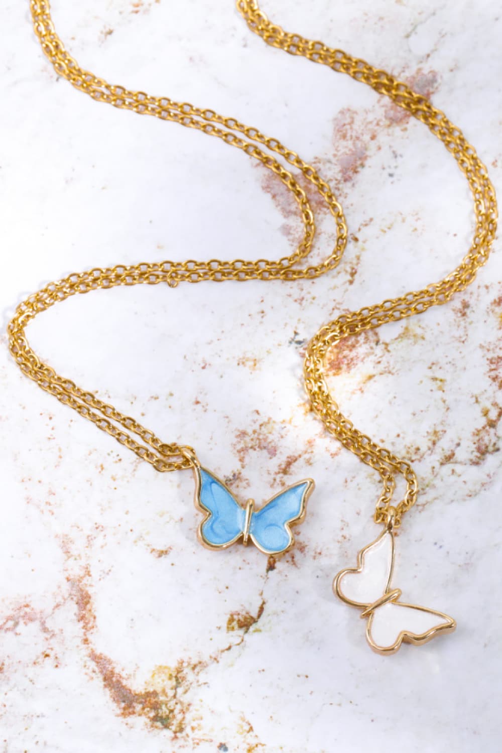 Butterfly Pendant Copper 14K Gold-Plated Necklace 