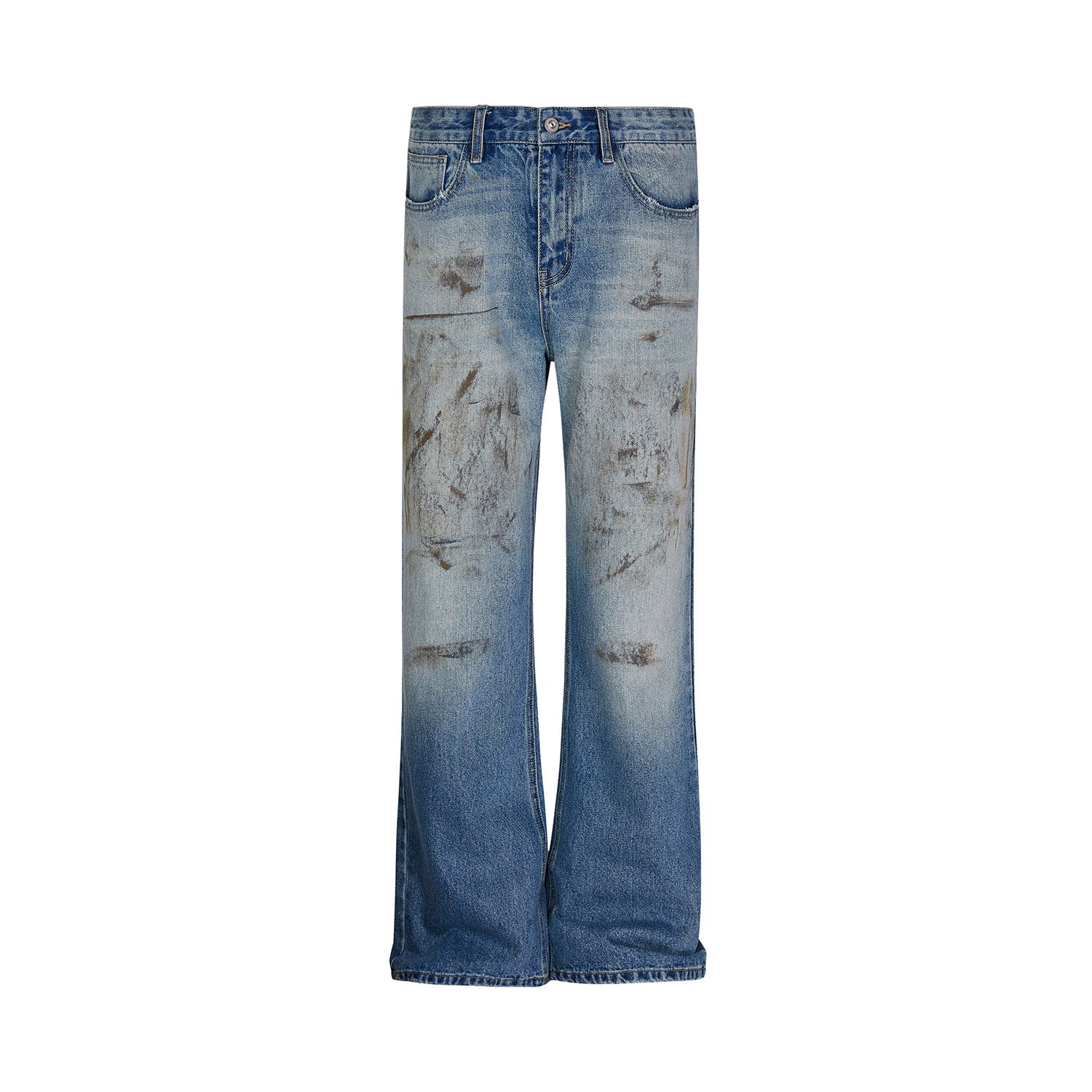 American Style Retro Street Dirtyfit Mud Dyed Washed Distressed Straight Jeans