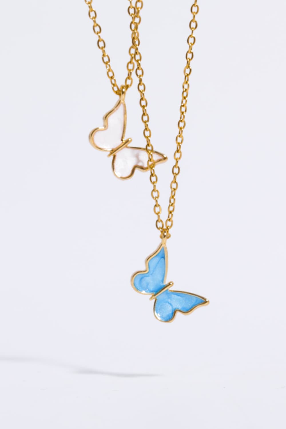 Butterfly Pendant Copper 14K Gold-Plated Necklace 