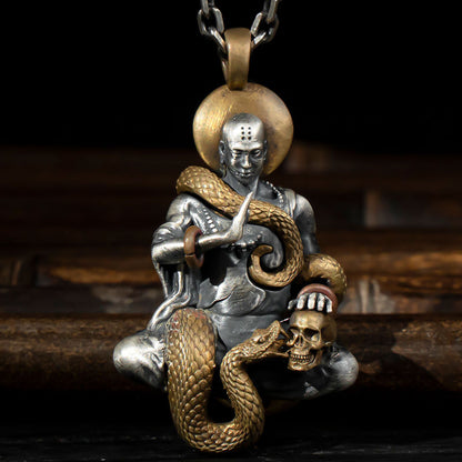 Silver-plated Zodiac Buddha Pendant Avalokitesvara Necklace