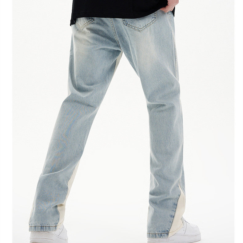 European And American Retro Loose Straight Stitching Flared Jeans