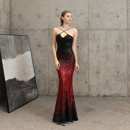 Sequin Party Dress Long Banquet Slim Fishtail