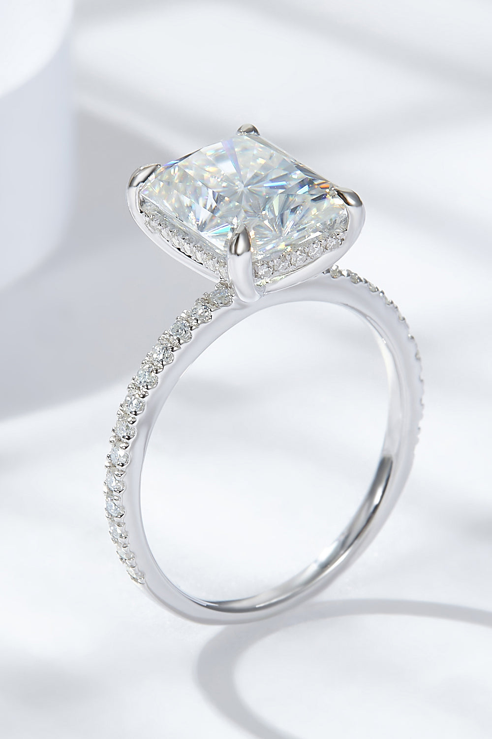 4 Carat Moissanite 4-Prong Side Stone Ring 